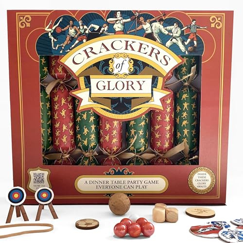 Enigmagram Crackers of Glory – 8 Crackers with Game Inside, Plastic-Free, 2-12 Players, Age 7+. Replayable, Snap-Free