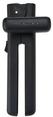 KitchenAid Dosenöffner, mattschwarz, robust, manuell, mit Edelstahlklinge, mit Verriegelungsmechanismus, Küchenutensil mit ergonomischem Griff, 18 cm