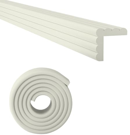 Treppenkantenprofil, Selbstklebende Treppenstufen aus Schaumstoff, Weich und Hochelastisch, Geeignet für Balken, Stufen, Schreibtische und Fenster(White)