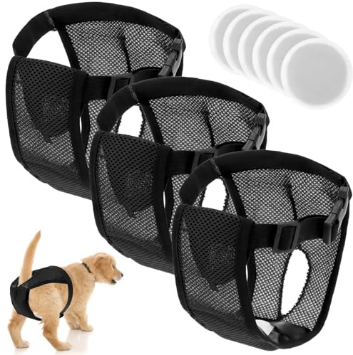 QWORK® 3 Piezas Bragas Perras menstruales XL, Reutilizable y Lavable pañal Perro Hembra con 9 compresas