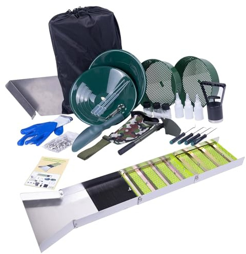 ViaGasaFamido Boîte à écluse Pliante en Aluminium de 50 Pouces Boîte à écluse en Alliage D'aluminium doré pour la Prospection de l'or avec Déchirures Intégrées Compacte Portable pour Le