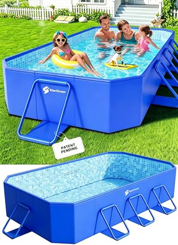 StarOcean 2026 Foldable Pool, Large Non-Inflatable Swimming Pool for Kids,Adult Collapsible Pools Hard Plastic Shell, Oversized Thickened,Portable Folding Kids Pools for Backyard 90x50x20-Blue