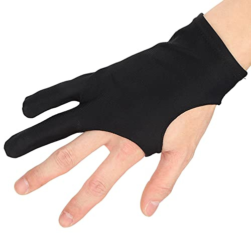 Taidda 2-finger Slitstarka Målarhandskar för Grafisk Surfplatta och Bildskärm, Svart Nylon 1 St XS Anti-halk Svettsäker Anti-Mistouch för Professionella Designers (M)