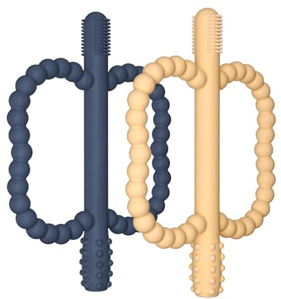 WALULAN 2 Pack Baby Silicone Teething Toys, Teething Sticks for Babies,Silicone teether Tubes for Baby Girl,BPA Free, Soothe Gums for 0-6 3-12 18-36 Months, Newborn Infants Toddler Sensory Chew Toys