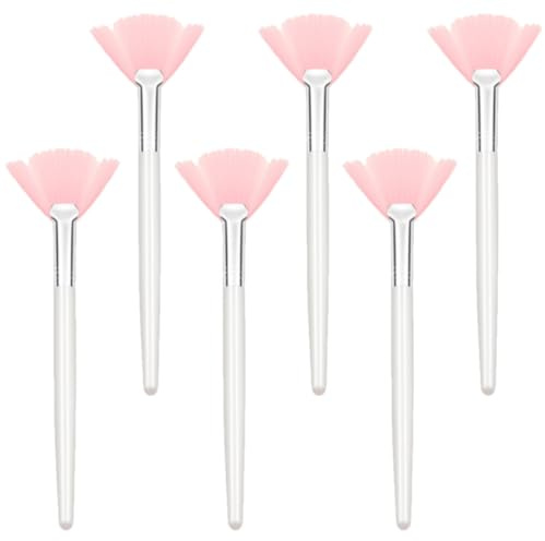 POPETPOP 6 Stück Pinselset mit Fächerpinsel für Gesicht Multi Funktional und Konturierend aus Nylon und Kunststoff für Professionelle Make Up Anwendung im Gesicht
