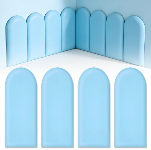 Panneaux muraux 3D - Rembourrage mural autocollant - Pour lit - Coussin mural rembourré - Pour chambre à coucher (bleu ciel)
