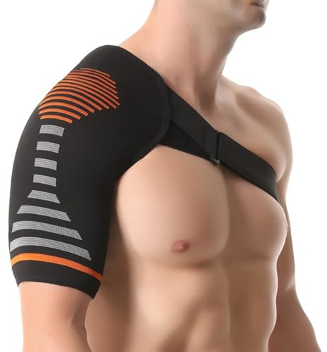 Uoxmiy Shoulder Support Brace for Men and Women,Adjustable Rotator Cuff Shoulder Support for Pain Relief,Sports,Work,Fits Left and Right(Orange,L/XL)