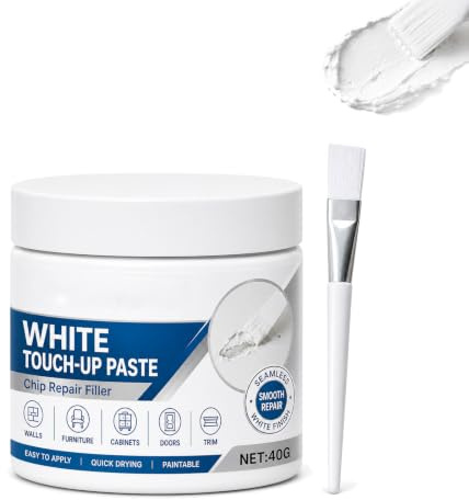 White Furniture Touch-Up Paste with Brush, 40g/1.41 Oz, For Scratches on Walls, Cabinet Doors, And Baseboards (1PCS)