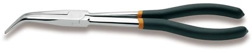 Beta 1009L/B - Pinza a becchi mezzotondi lunghissimi zigrinati piegati a 45° per impieghi speciali manici ricoperti con 2 strati di PVC antiscivolo