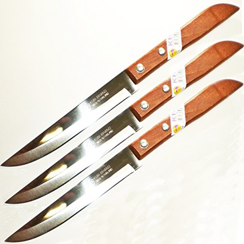 KIWI Edelstahlmesser, Holzgriff # 501, 3 Stück