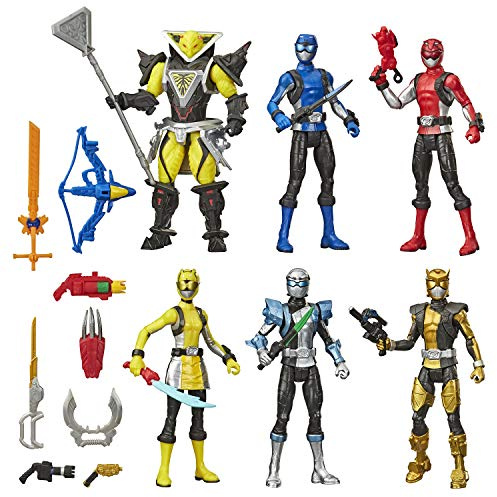 Power Rangers Beast Morphers Actionfigur, 15,2 cm, Multipack, 6 Figuren enthalten, Power Rangers und Bösewicht Spielzeug mit Zubehör, inspiriert von der TV-Show