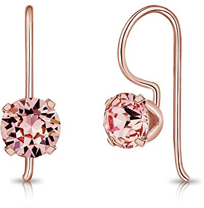 DTPsilver® - Orecchini Pendenti Donna Argento 925 Placcati Oro Rosa 18K - Orecchini Punto Luce Oro - Orecchini Placcati Oro - Orecchini a Monachella - Orecchini Donna Pendenti