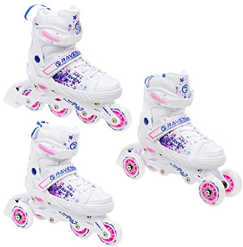 RAVEN 3in1 Inline Skates Pattini in linea Triskates Pattini a rotelle per bambini ragazze regolabili (Meia, 31-35 (20,5cm-23cm))