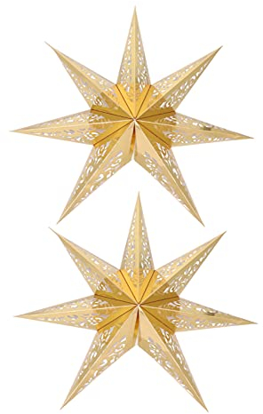 minkissy Papierstern Lampenschirm Weihnachten Faltstern 3D Papier Weihnachtssterne Fensterdekoration Christbaumspitze für Weihnachtsbaum Hochzeit Geburtstag Party Deko 2 Stück