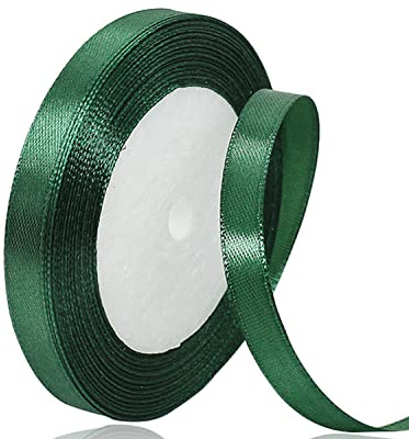 Dunkelgrün Satinband 10mm x 22Meters Schleifenband Dunkelgrün Geschenkband Dekoband Stoffband für Geschenk, Basteln, Nähprojekte, Haarschleifen, Brautstrauß, Hochzeits Dekoration