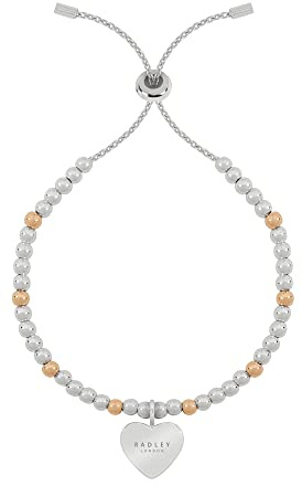 Radley Ladies Silver Plated Friendship Bracelet with Rose Gold Plated Balls and Etched Heart Pendant RYJ3165S