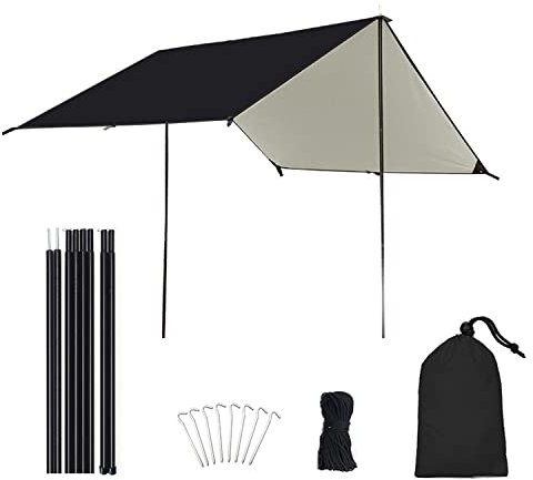 Zeltplanen Camping Wasserdichte Tarp Wasserdicht Tarp Mit Ösen, Multifunktionales Ultra-Leicht Regenschutz Anti-UV Sonnenschutz Sonnensegel Sonnenschutz Rechteck Für Outdoor (Black Small)