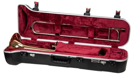 Crossrock Woodwind Hardshell Case-Fits Tenor Trombone-Removable Shoulder Strap, Storage Compartment, TSA Lock-Black (CRA862TBBK)