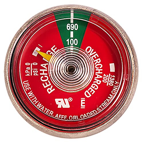 (20 Pack) 100 PSI Water Fire Extinguisher Gauge UL Listed for Stainless Steel Water Fire Extinguishers