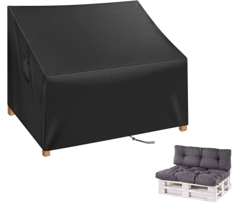 Bossvel Housse pour meubles en palettes, housse de banc en palettes, tissu Oxford 420d, imperméable, coupe-vent, protection solaire, noir (128 x 85 x 80 cm)