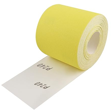 Shineboc Schleifpapier Rolle Gelbe, 93 mm x 10 m Schleifpapier Quarzsand-Trockenschleifpapier für Handschleifer zum Holz,Metall,Stahl,Edelstahl - 10m/Körnung 240