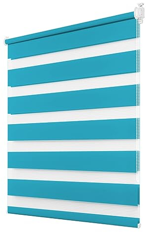 Deswell Doppelrollo Klemmfix ohne Bohren Türkis B60 x H120 cm (Stoffbreite 56cm) Rollos für Fenster ohne Bohren für Fenster mit Lichtdurchlässig & Verdunkelnd/Höhe Stufenlos Verstellbar
