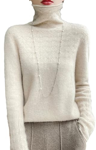 keusyoi Pull À Col Roulé pour Femme Pull en Laine Tricoté pour Les Femmes Automne Hiver Chaud Pull Ajouré pour Les Femmes