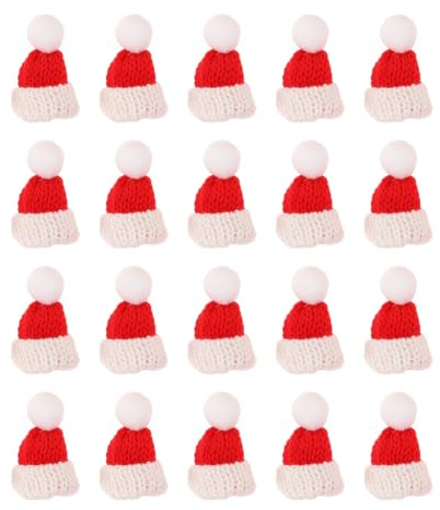 ERINGOGO 20stücke Mini Weihnachtsmützen Aus Wolle Diy Party Niedliche Deko | Rot, 5.00x3.50x0.30cm, Foto Requisiten, Weihnachten Party Zubehör, Für Diy Bastelideen Weihnachtsbaum Tischdekoration