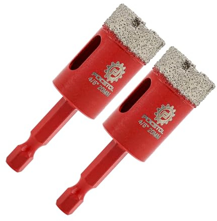 FOCSTOL Brocas Diamante 20mm - 2 piezas Broca Corona Diamante con Mango Hexagonal Cambio Rápido para Gres Porcelanico Cerámica Granito Mármol Cuarzo
