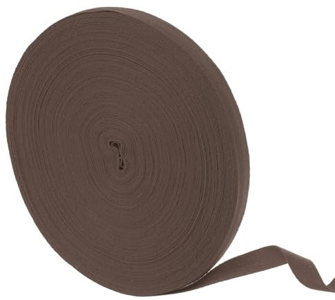 QUARKZMAN Baumwoll Schrägband 45 m x 15mm, Baumwollband Nahtband Gurtband Köperband Stoffband Einfassband zum Nähen für Handwerk Nähen Stricken Kleidung DIY-Basteln, Braun