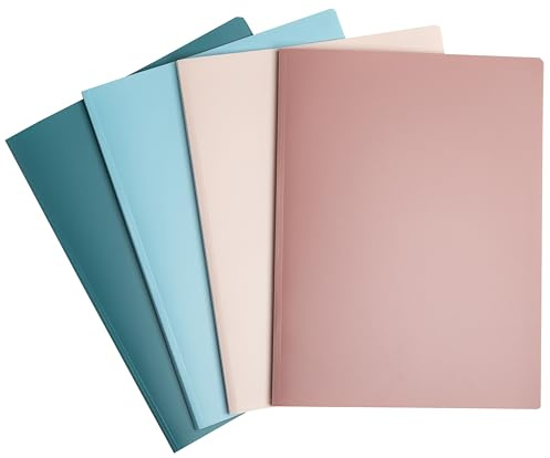 Exacompta - Réf. 86470E - Paquet de 4 Protège-documents Skandi - 40 pochettes grainées - 80 vues - pour A4 - dim 24 x 32 cm - couverture semi-rigide en polypro recyclé - 4 couleurs assorties