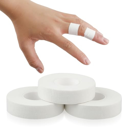 Weiß Fingertape Stark, 3 Rollen Tape Sport Kinesiologie Tape Sporttape Fingertape Physio Tape Sporttape Weiß Tapes Fussball Sporttape Medizinisches Klebeband Fußtape für Klettern, 1.5cmX10m