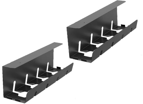 Lokatall Under Desk Cable Management Tray, Desk Cord Organizer Easy Assembly Sturdy Metal Cable Holder Desk for Managing Home Office Cables and Power Strips, 40x10x11cm Black