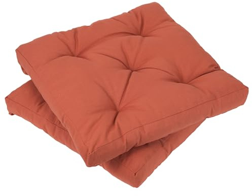 Viste tu hogar Pack 2 Cojines para Silla, 40x40x5 CM, Efecto Tridimensional, Relleno de 100% Poliéster, Ideal para Comedor, Terraza, Salón y Restaurante, Color Teja, Fabricado en España