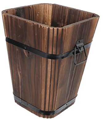 Toddmomy Decorative Wooden Flowerpot Garden Planter Flower Barrel Rustic Home Furnishing Decor for Balcony Office