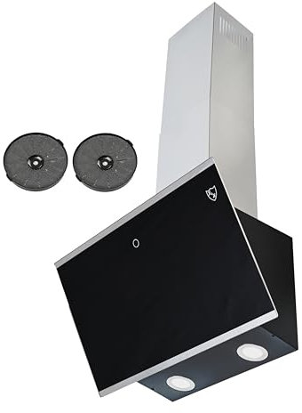 K&H Dunstabzugshaube 60cm Wandhaube [UMLUFT & ABLUFT] - Abzughaube mit Metall Fettfilter - Dunstabzug - Cooker Hood - LED - Bürstenloser Motor - GFMG-60E - 300 m³/h - Energkieklasse A++ (Schwarz)