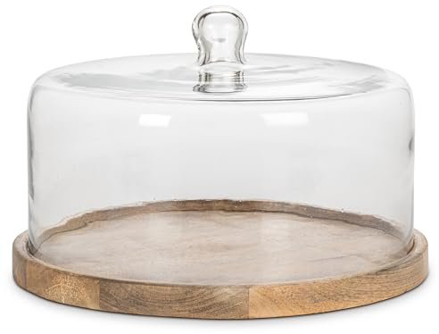 Abbott Collection Large Covered Cheese/Cake Dome - Glass/Mangowood (11.5 D)
