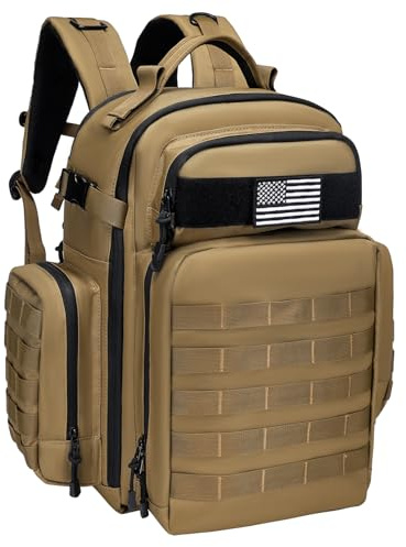 wpole Military Tactical Backpack,Large Army Assault Pack Bag for Men and Women Black Molle Bag,Heavy Duty Rucksack Range (Green Brown)