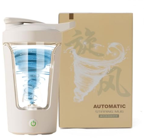 LOMUG Shaker proteico elettrico, flacone da 450 ml, per frullato di proteine, frullatore automatico di proteine, ricaricabile tramite USB, per frullato proteico e latte (bianco)