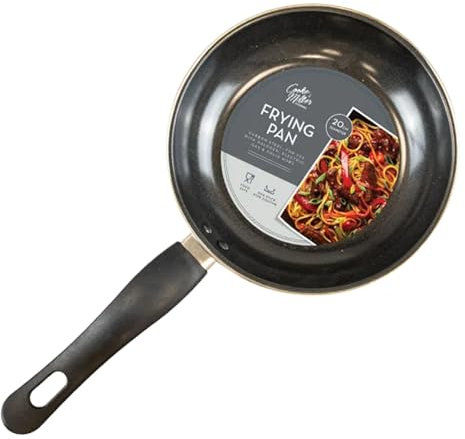 Cooke & Miller Sartén antiadherente | Sartén de acero al carbono duradera | Sartén de cocina recubierta de PTFE compatible con halógeno, gas, cocinas eléctricas y sólidas, mango de fácil agarre (20