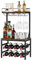 Nuovoware Licorera de 3 Niveles con Estante para Vino, Licorera Independiente con 8 Botellas para Bar, Estantería para Vino Independiente de Pie con Tablero y 8 Soportes para Copas, Negro+Marrón Retro