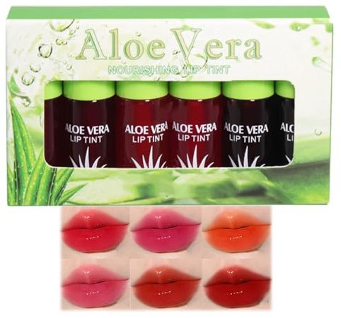 6 Colors Lip Tint Stain Set - Mini Liquid Water Tint, Moisturizing & Non-Sticky, Multi-Use Lip & Cheek Stain, Matte Finish, Lip Plumper, High Color Development Lip Gloss for Women