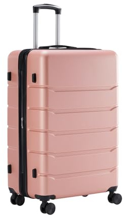 Sweetcrispy 20 Inch Carry On Luggage, Suitcase with Spinner Wheels | Expandable, ABS Hard Shell, Lightweight, Rolling, Smooth, TSA Lock, Business Trips, Short Vacations, Pale Pink