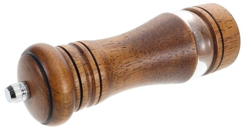 Mipcase Molinillo de Pimienta Manual Cuerpo de Madera y Núcleo de Cerámica, Ventana Acrílica Visible y Gran Capacidad para Uso en Cocina y Hogar
