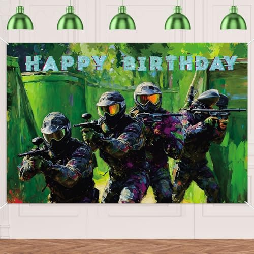 Pancarta de paintball con temática de juego de disparo, fondo de fotografía, para hombres y mujeres, feliz cumpleaños, aniversario, boda, fiesta, suministros para cabina de fotos, decoración