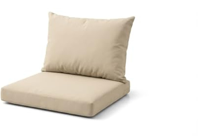 DREAMLAYER Rattan Garden Furniture Cushion Set – Outdoor Replacement Cushions for Patio Sofa & Conservatory – Water Resistant Covers (Cream, 6Pc (3x seat + 3x Back))