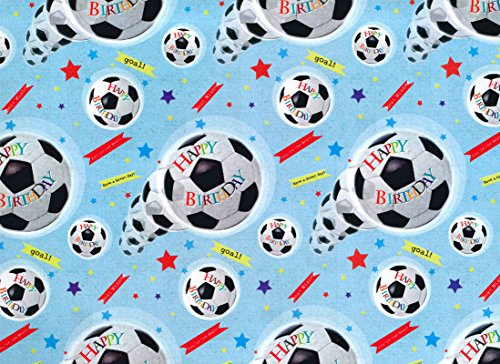 SIMON ELVIN - FUßBALL GESCHENKPAPIER - 2 BÖGEN VON GESCHENKVERPACKUNG & 1 ETIKETTE - SE2562