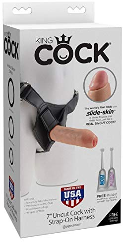 King Cock Strap-On con Dildo Non Tagliato, Colore della Pelle Chiaro - 768 g