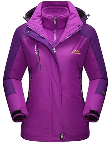 TACVASEN Fleece Jackets Ladies 3-in-1 Systems Jacket Womens Waterproof Ski Winter Jacket Work Warm Thermal Jogging Coat Hood full Zip Sports Windbreaker