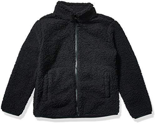 Amazon Essentials Mädchen Sherpa-Fleecejacke mit durchgehendem Reißverschluss, Schwarz, 6-7 Jahre